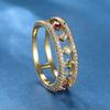 Electroplated Micro Inlaid Zircon Temperament Hollow Diamond Colored Zircon Ring Minimalist Ring