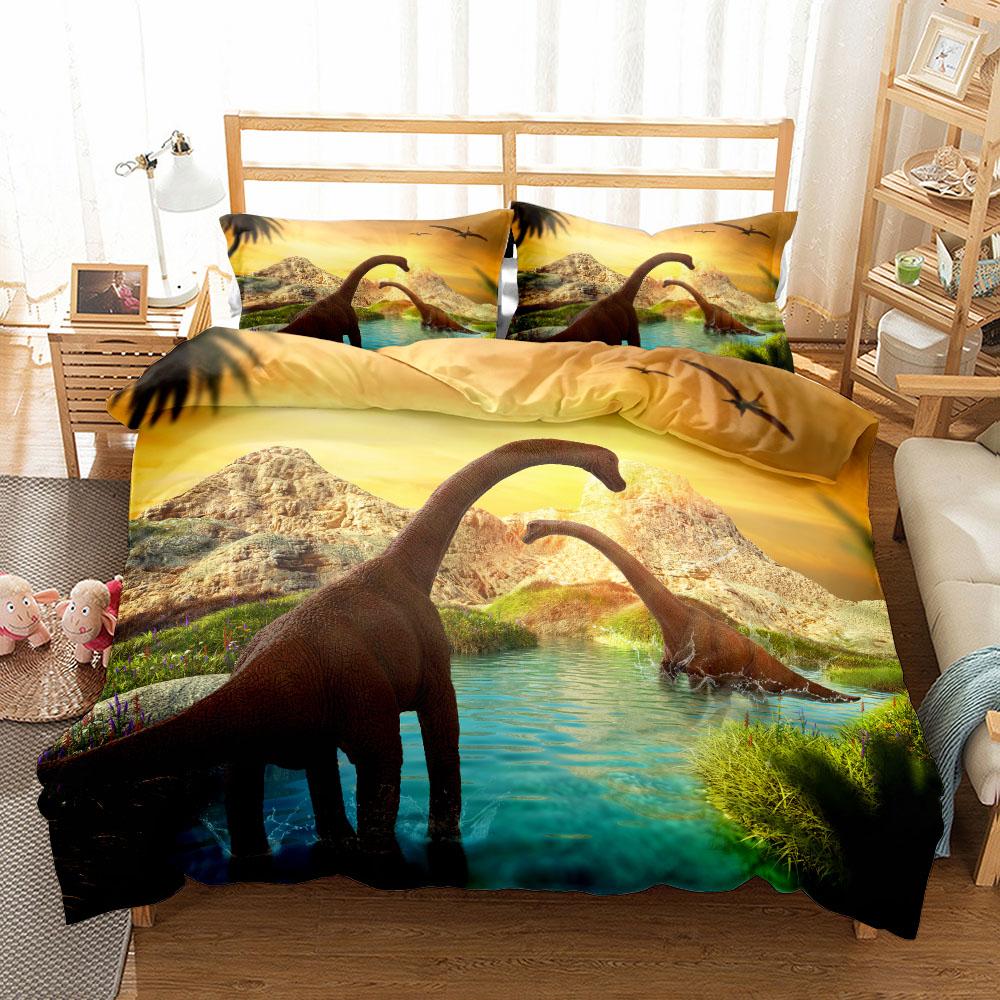 Dinosaur Alphabet Kids Bedding Set King Queen Double Full Twin Single Size Soft Bed Linen Set