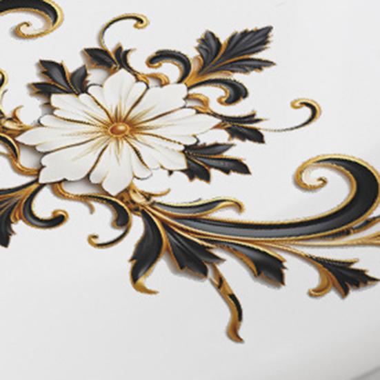 Vintage Embossment Flower Toilet Sticker Removable Self-adhesive Waterproof PVC Living Room Wall Art Bathroom Toilet Lid Decoration Decal