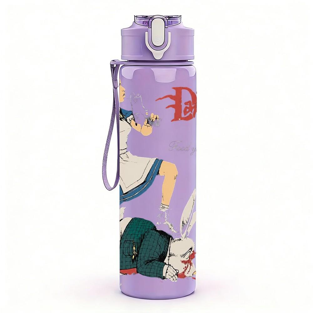 1PC Roller Girl Female 750ml Sports Water Bottle Leakproof Straw Lid Outdoor Office Home