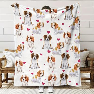 Contemporary Dog Print Flannel Blanket - Soft All-Season Sofa/Bed/Office & Birthday/Christmas Gifts