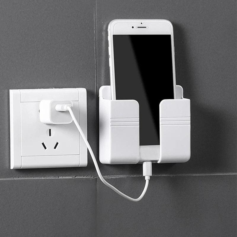 Boîte murale de chargement de téléphone portable, télécommande sans poinçon, boîte de rangement murale, support de rangement pour téléphone portable