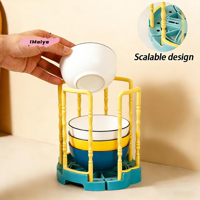 M-Portable Kitchen Dish Drying Rack Collapsible Bowl Holder Drainer Removable Tray for Compact Cabinet Organization
