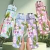 1PC Pink Cherry Blossom Flower Pattern 750ml Color Plastic Sports Water Bottle Leakproof Flip Straw Lid Suitable for Sports Office Home Use