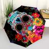 Sugar Skull, Day of the Dead Themed Automatic Opening and Closing Umbrella, Brightly Colored 8-rib Portable Umbrella, Suitable for Men and W