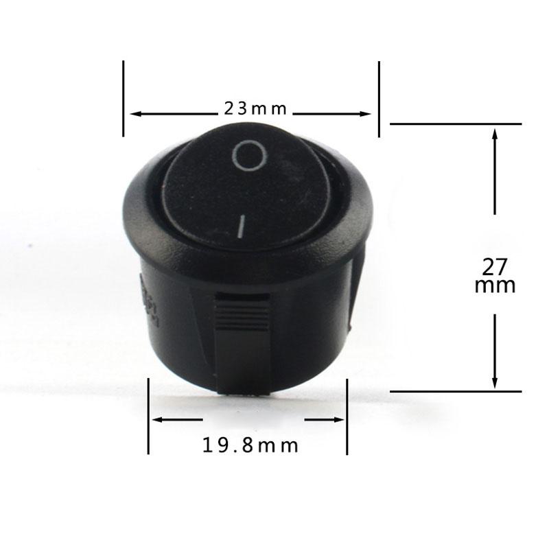 2/5 peças Preto Branco 2PIN ON/OFF Botão de energia redondo com botão de alternância 6A/250VAC 10A 125V AC com tampa de plástico