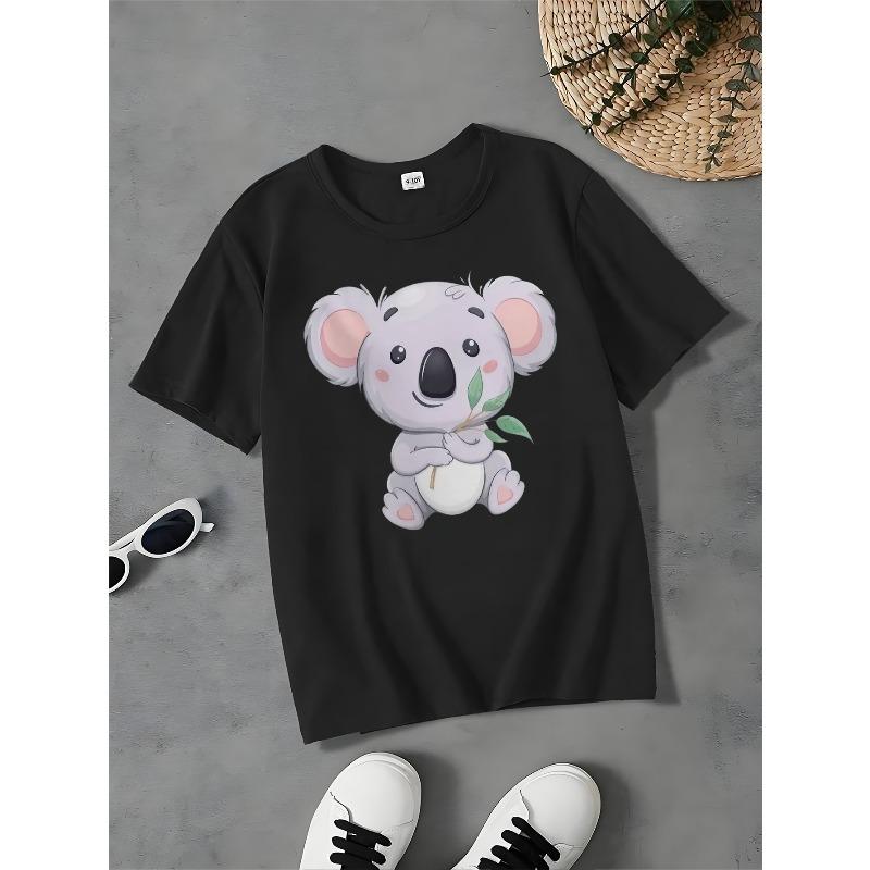 Tallas europeas Camiseta de Algodón de Moda Infantil con Lindo Estampado de Koala, para Niñas de 12 Años o Menos - Colección Primavera/Verano
