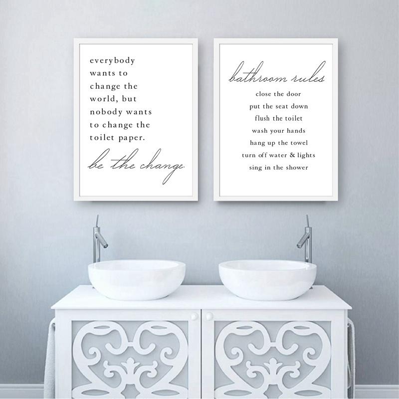 Bathroom Quote Canvas Posters and Prints Wall Pictures Modern Funny Bathroom Sign Art Painting Bathroom Wall Art Decor No Frame