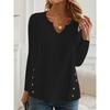 JPNTKY Women's Fashion Casual Solid Color Print Long Sleeve V Neck Blouses & Shirts International Design