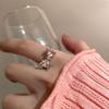 Prinsessenkasteel Roze Strik Open Ring Dames Roze Diamant Zircon Micro-Pave