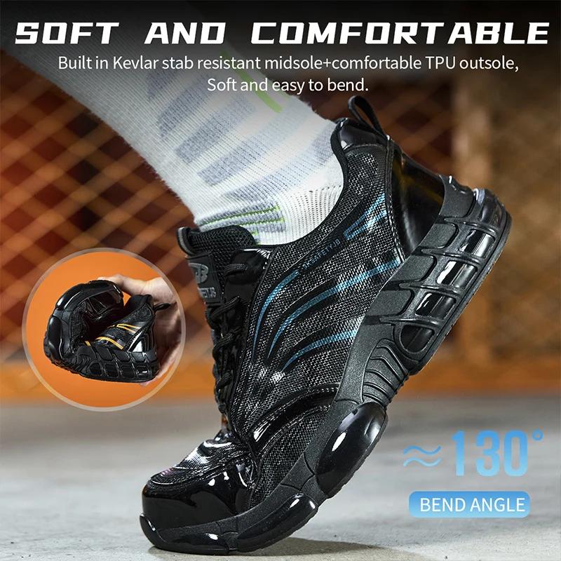 Steel Toe Shoes for Industrial Work Construction Site Anti-slip Work Shoes Ultra-light Sneakers Comfortable Safety Shoes for Men
