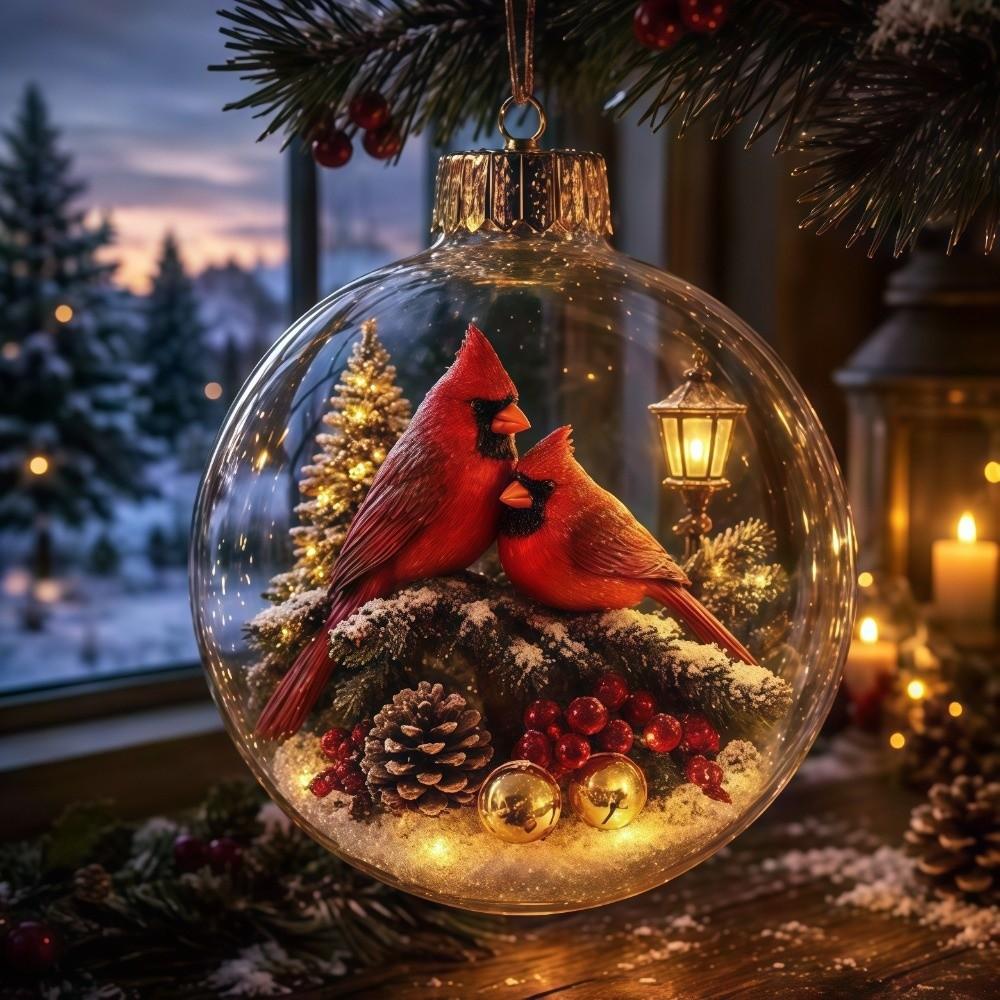 Vestavěná světelná vánoční ozdoba Teplé světlo Vánoční baňka Ornament s příběhem Sváteční výzdoba domova