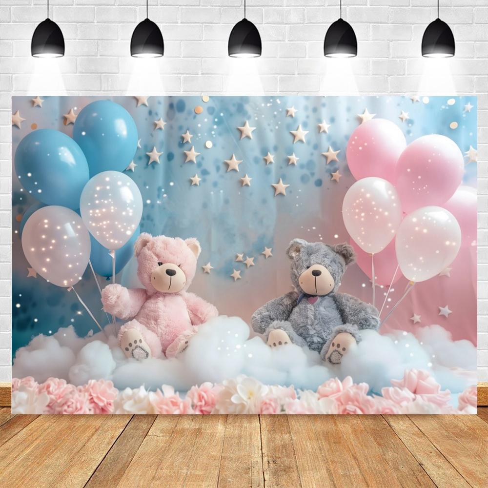 Teddy Bear Baby Birthday Party Decor Photography Backdrop Newborn Baby Shower Cake Smash Banner Photo Background Studio Props