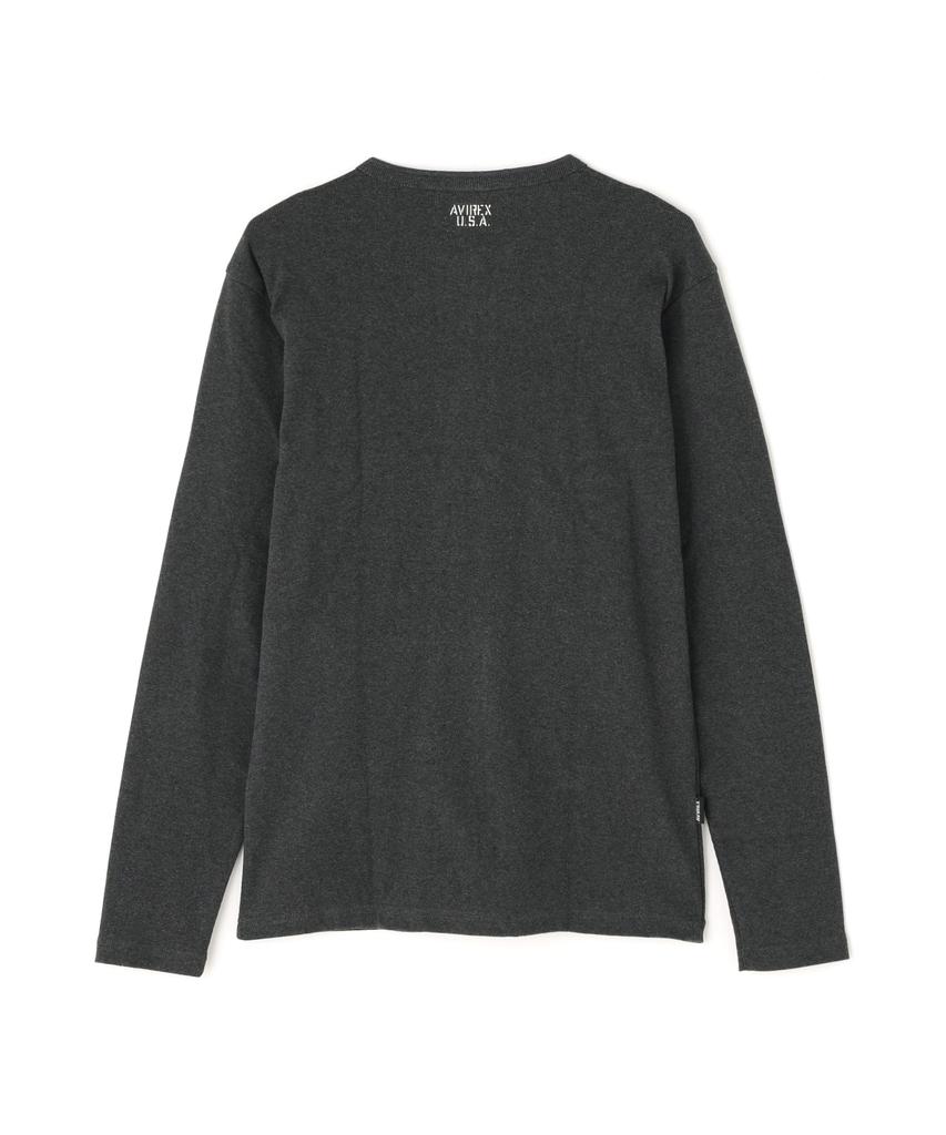 AVIREX DAILY RIB HENLY NECK TEE 6153482 men's M charcoal