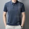 Polo Shirt Men'S Short-Sleeved T-Shirt Half-Sleeved Top High-End Trendy Casual Striped Lapel High-Elastic Bottoming Shirt