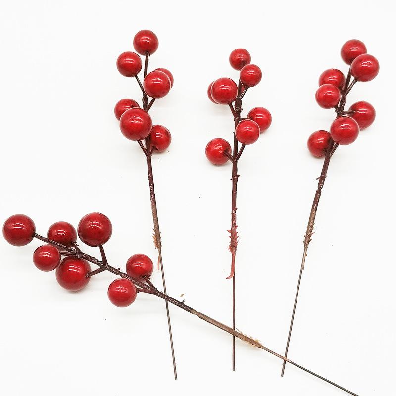 Rote Beere 12-köpige Gabel Weihnachtsdekoration - Schaumstoff-Fruchtzweig