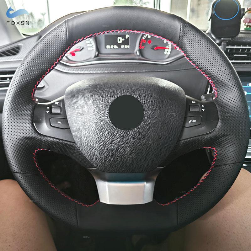 Car Interior Accessories Steering Wheel Perforated Microfiber Leather Cover For Peugeot 308 2014 2015 2016 2017