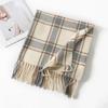 New Retro Maillard Scarf High End Versatile Plaid Thickened Shawl Winter Warm Student Tassel Scarf