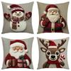 45cmX45cm Grey Red Christmas Pillowcase Cartoon Santa Snowman Elk Sofa Cushion Cover Home Bed Car Decor Merry Christmas 2025