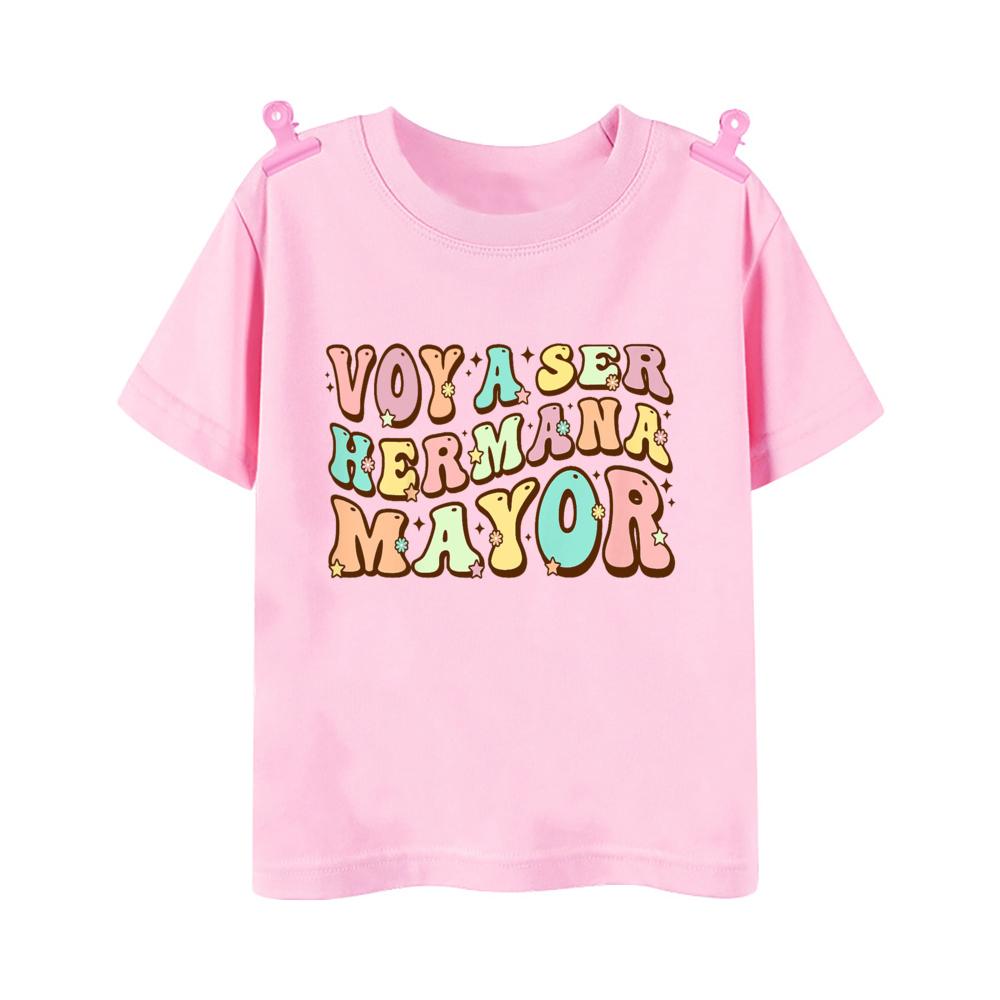 I Will Become A Big Sister Spanish Printed Shirt Big Sister T-shirt Pregnant Announcement Clothes Girls Short Sleeve Shirts Tee