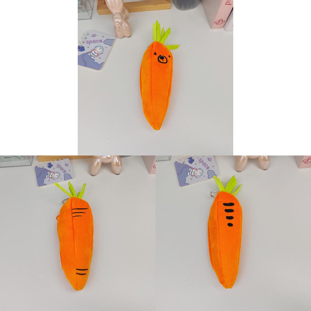 Creative Plush Carrot Pencil Case With Hanging Design For Kids And Teens