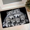 1pc Gray Wolf Family Portrait Flannel Doormat, Non-Slip Absorbent Foot Mat for Entryway, Foyer, Kitchen, Bedroom, Dust-Proof Rug