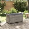 Vidaxl Garden Bench with Cushion, Grey, 116X46X57 Cm, Poly Rattan