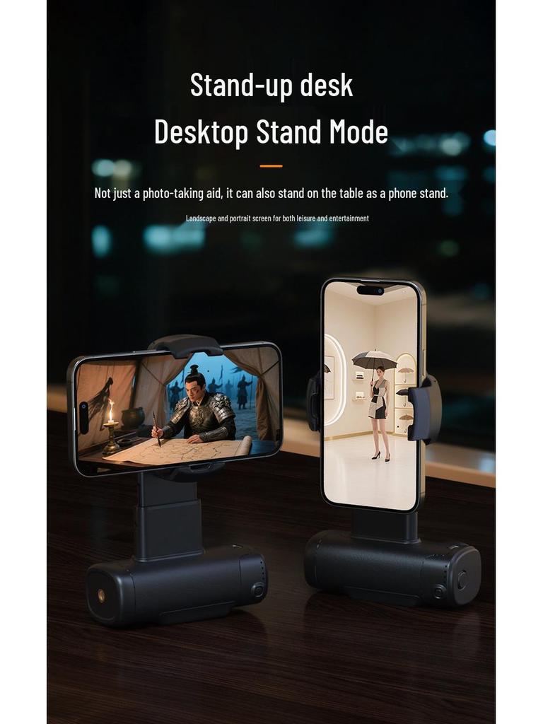 Bluetooth Single-Axis Camera Handle with Fill Light for Horizontal/Vertical Phone Photography & Selfies