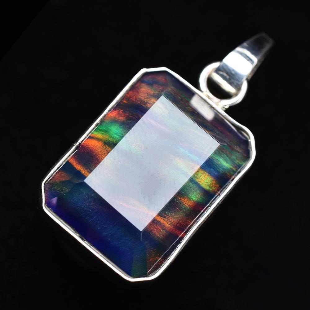 Natural Opal 26 Ct 925 Sterling Silver Emerald Pendant Gemstone Jewelry Gift