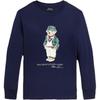 Polo Sweatshirt Graphic Print Crew Neck Kids Sweatshirts Blue CWPOTSHY8020-701