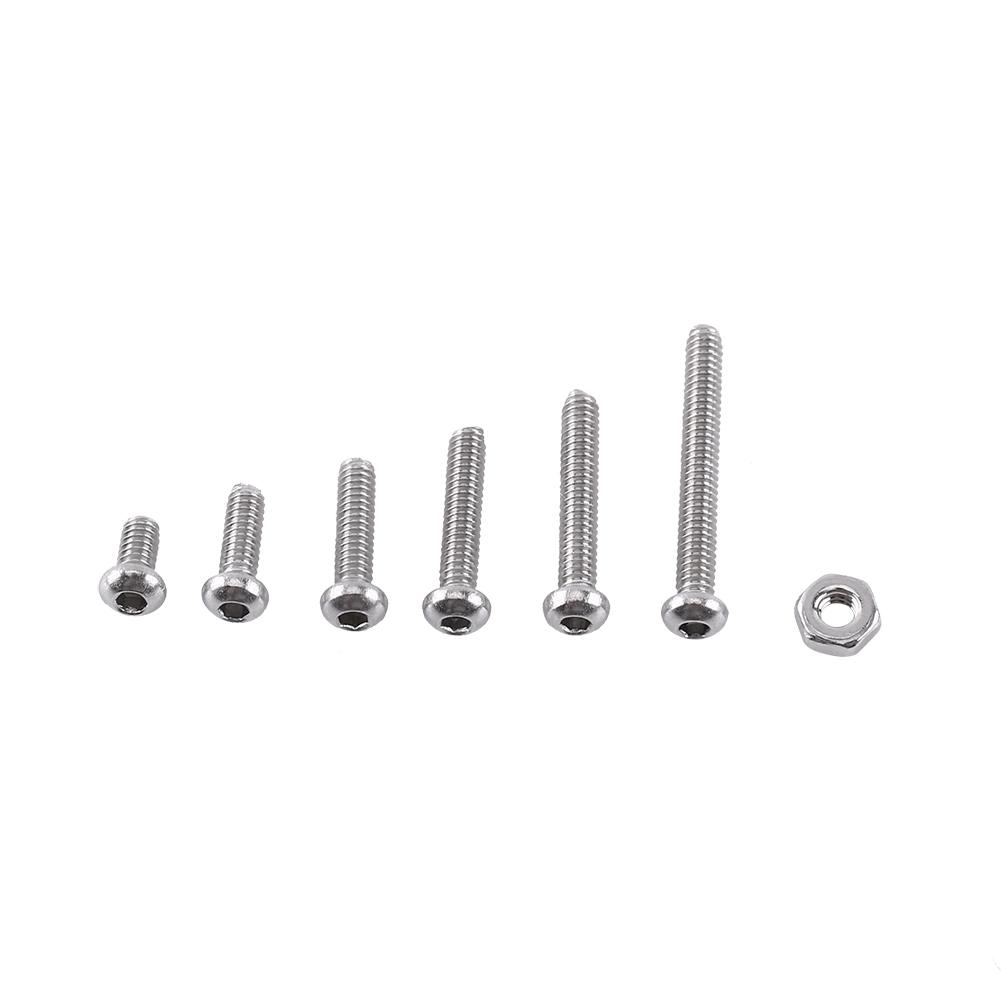 250pcs M2 Hex Socket Screws Bolt With Hex Nuts Assortment A2 Stainless Steel(Button Head)