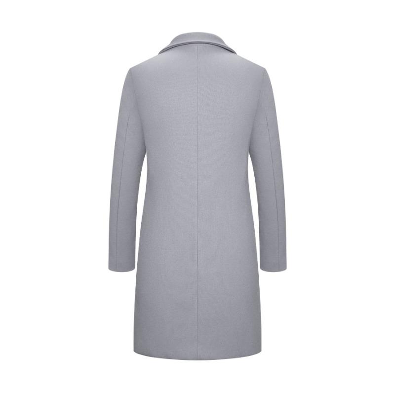 Printemps Automne Nouveau Long Manteau En Coton Nouvelle Laine Mélangée Couleur Pure Décontracté Affaires Mode Vêtements Pour Hommes Slim Coupe-Vent Veste