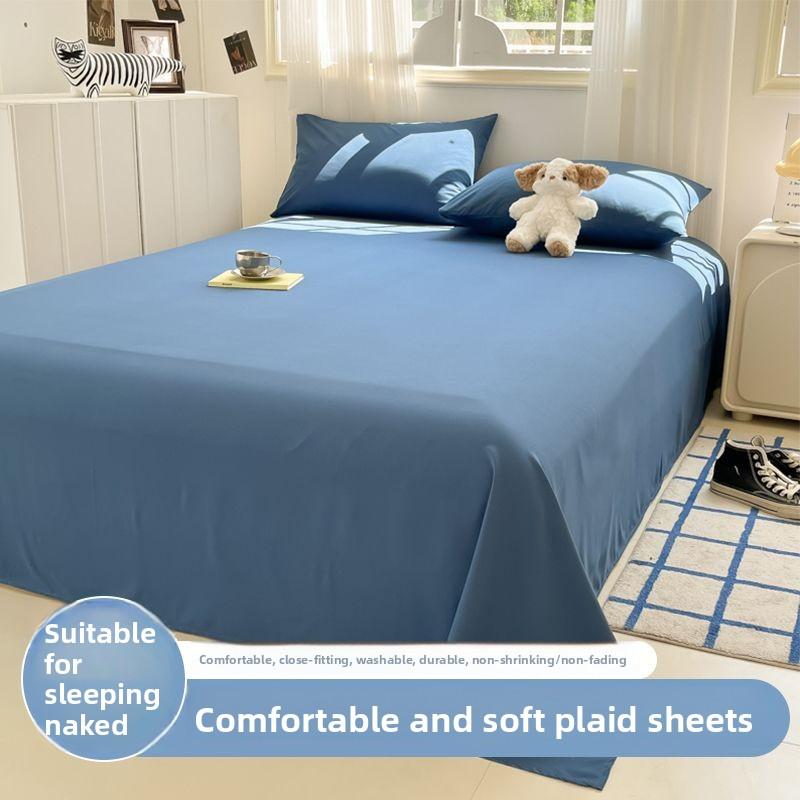 Cream Style Striped Skin-friendly Bed Sheet For Single Double Student Dormitory Household Bed