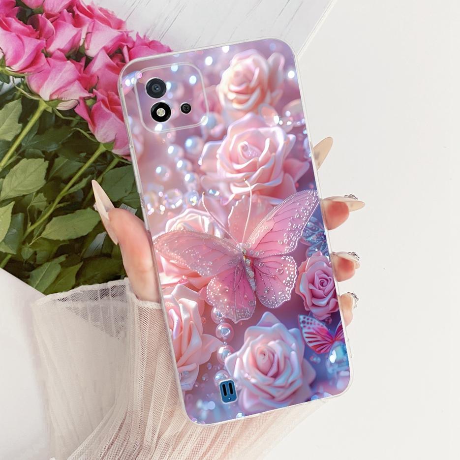 For Realme C11 2021 Case RMX3231 Colorful Flowers Painted Cover Soft Silicone Phone Case For Realme C20 C 11 RealmeC11 2021 Bags