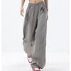 Damen Sommer Elastische Taille Lässige Lose Hosen Grau Weite Bein Hosen