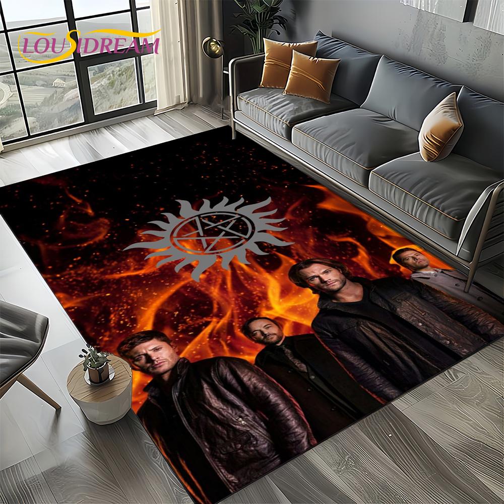 שטיח 3D SPN Supernatural Sign דין סם לסלון חדר שינה בית קישוט ספה, שטיח אזור משחקים לילדים משטח רצפה מונע החלקה
