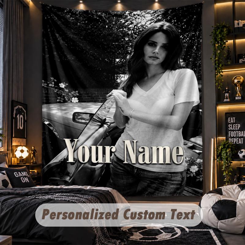 Personalized Wall Tapestry,Lana Del Rey Custom Printed Name, Fabric Wall Art For Indoor Room Backdrop