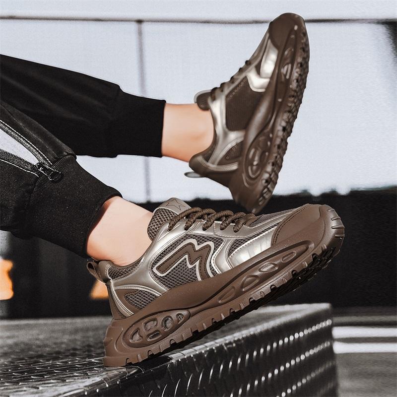 Men's Platform Sneakers Breathable Casual Men Gray Outdoor Comfort Anti Slip Versatile Fashion Four Season Running Shoes