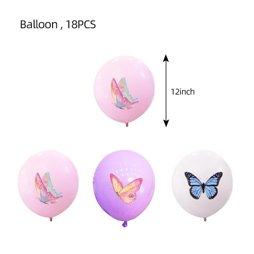 Pink Spring Butterflies Party Set: Tablecloth, Plates, Banner & Photo Props