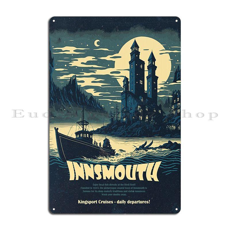 Innsmouth Vintage Reise Werbung Arkhamtravel Metallschild Wandbild Anpassen Personalisiert Lustig Club Blechschild Poster