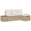 Garden Sofa Set with Cushions 4 Pcs Beige Poly Rattan