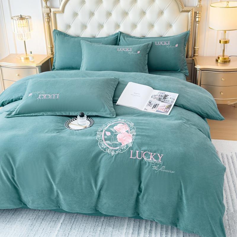Idyllic Polished Bedding Set, Bed Sheet Pillowcase, Quilt Cover, Four-piece Set, Washed.