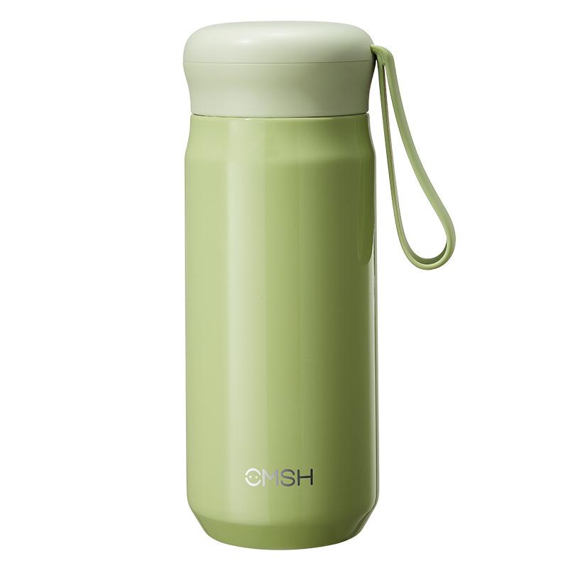 410/530 ml Sticla de apă cu vid pentru studenți, culoare solidă, pentru copii, pahare izolate din oțel inoxidabil 304 cu funie din silicon
