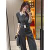 High-end Contrasting Color Collar Lapel Knitted Sweater Autumn and Winter Top Slim Shoulder Inner Long-sleeved Women's Soft Waxy Sweater