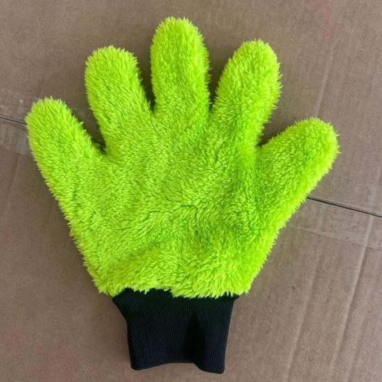 1Pc Double-Sided Thick Plush Car Wash Mitt Soft 5-Finger Scratch-Free Glove for Foam Cleaning Waterproof Wrist Detailing