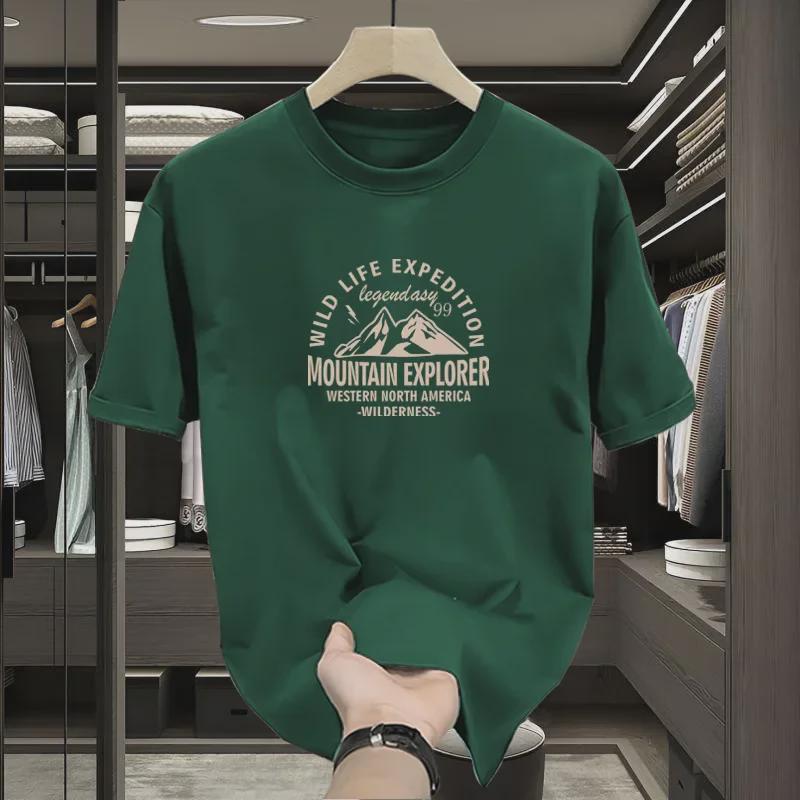 T-shirt oversize in cotone retrò americano da uomo 2024 - ampia, alla moda, a maniche corte, capo estivo essenziale
