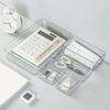 4pcs Large Capacity Clear Plastic Desk Drawer Organizer Box - Sturdy Multipurpose Storage Container for Office Stationery