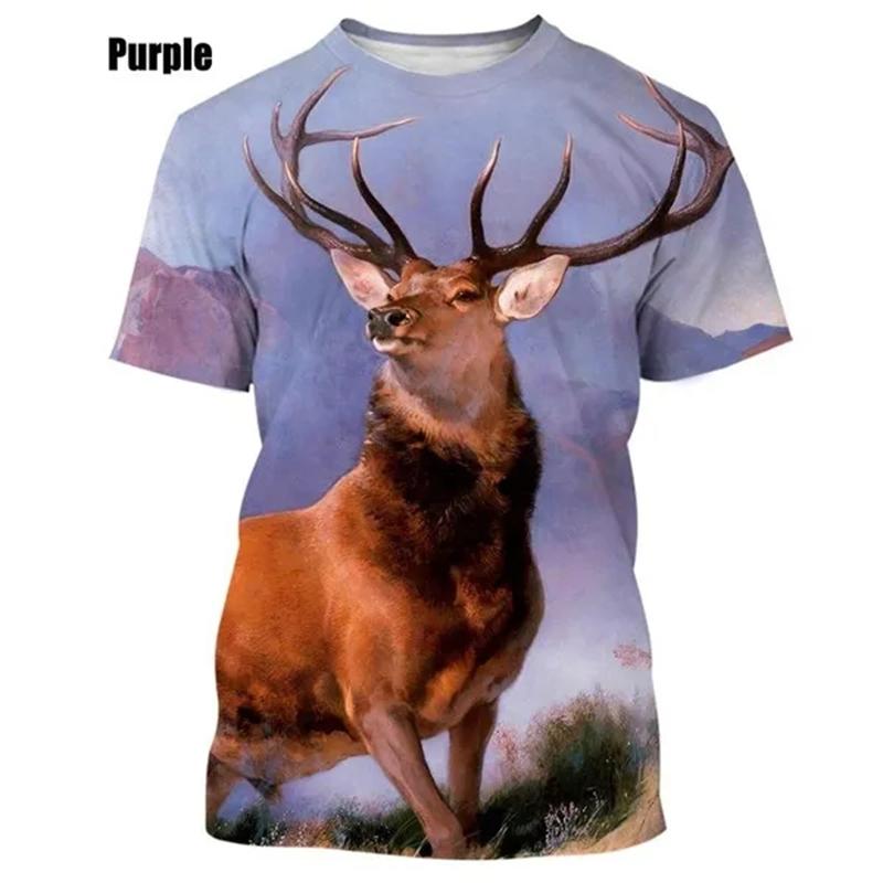 Summer Tops Men Women Elk Moose Deer Hunting Camouflage 3D All Over Printed Oversized Short Sleeve T Shirt Cool Clothing Tops