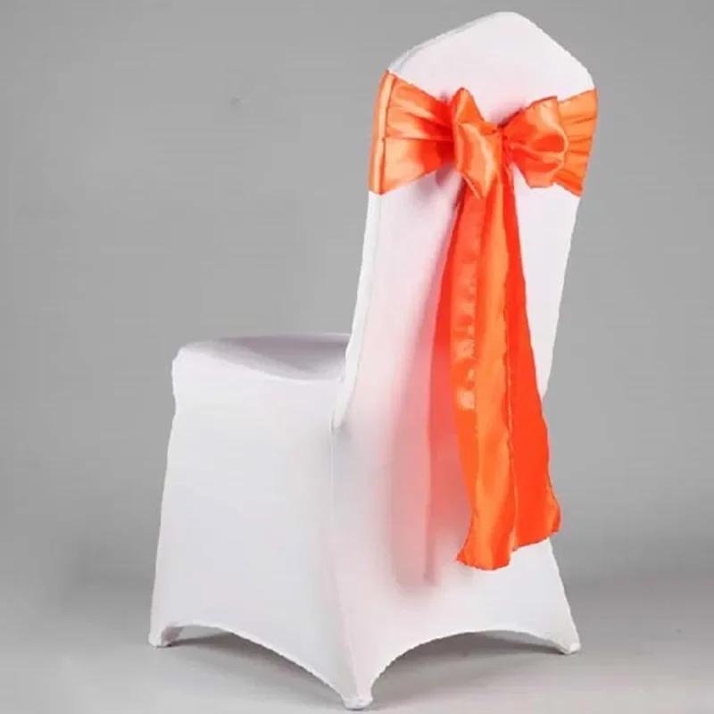 10pcs/50pcs Rose Gold Satin Chair Sash Tie Silk Wedding Chair Bow Ribbon Knot Belts For Party Event Hotel Banquet Decoration