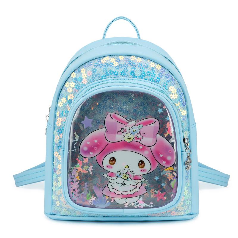 New Children's Pu Backpack Kindergarten Girl Cute Cartoon Small Schoolbag Quicksand Small Backpack